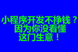 小程序開發(fā)不掙錢？因?yàn)槟銢]看懂這門生意！