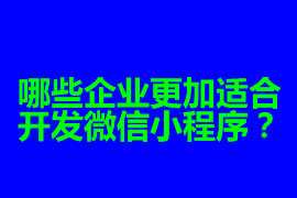 哪些企業(yè)更加適合開發(fā)微信小程序？